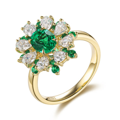 0.83 CTW Oval Lab Grown Emerald 18K Gold Ring plated