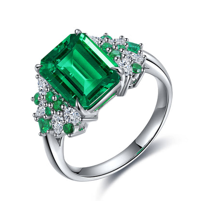 3 CTW Victorian Lab Grown Emerald S925 Ring plated