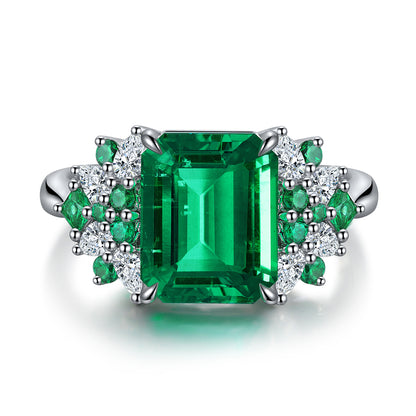 3 CTW Victorian Lab Grown Emerald S925 Ring plated