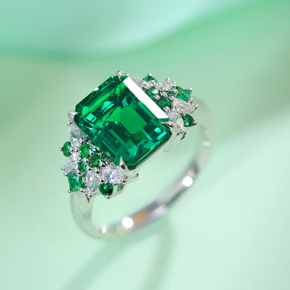 3 CTW Victorian Lab Grown Emerald S925 Ring plated