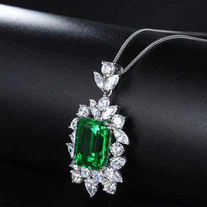 5 CTW Asscher Lab Grown Emerald 9K Gold Necklace plated