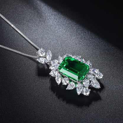 5 CTW Asscher Lab Grown Emerald 9K Gold Necklace plated