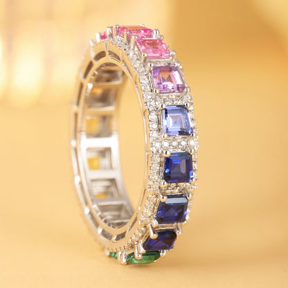 2.9ct Rainbow Eternity Band Ring