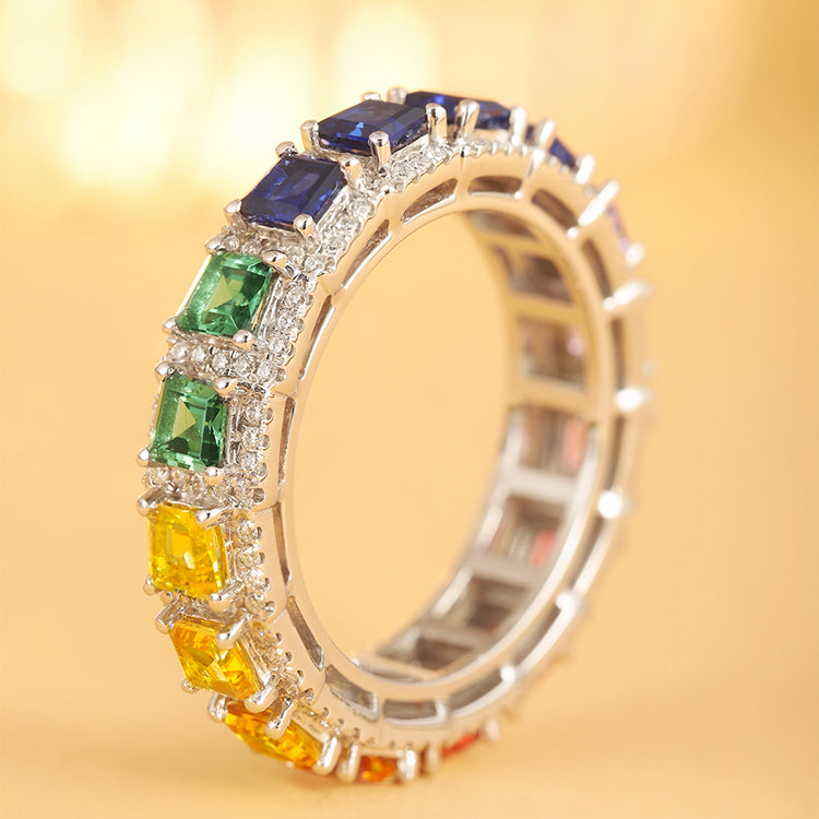 2.9ct Rainbow Eternity Band Ring