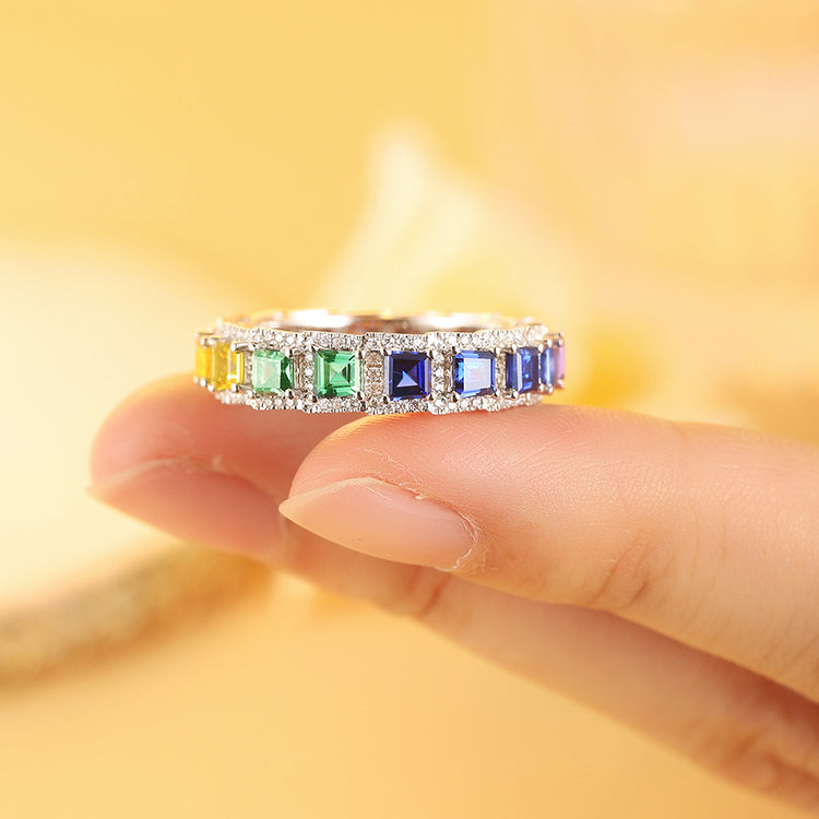 2.9ct Rainbow Eternity Band Ring