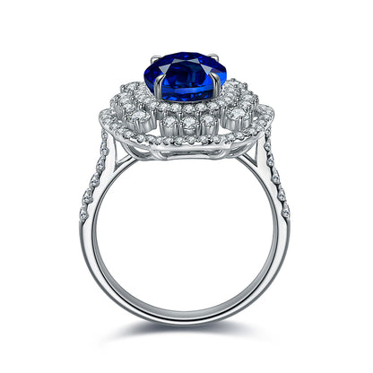 3.81ct 9K Solid Gold Lab Grown Sapphire s925 Ring