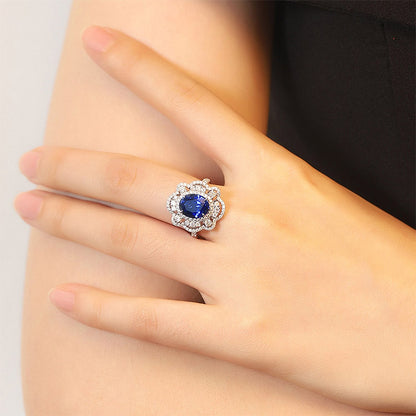 3.81ct 9K Solid Gold Lab Grown Sapphire s925 Ring