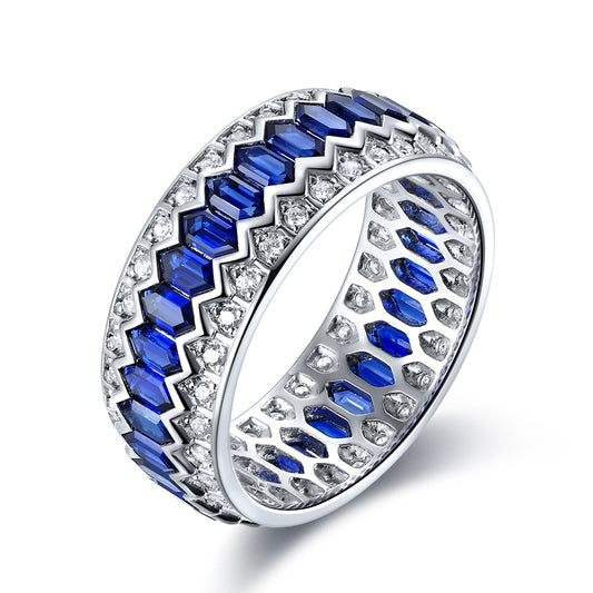 2.175ct Lab Sapphire Band S925 Ring