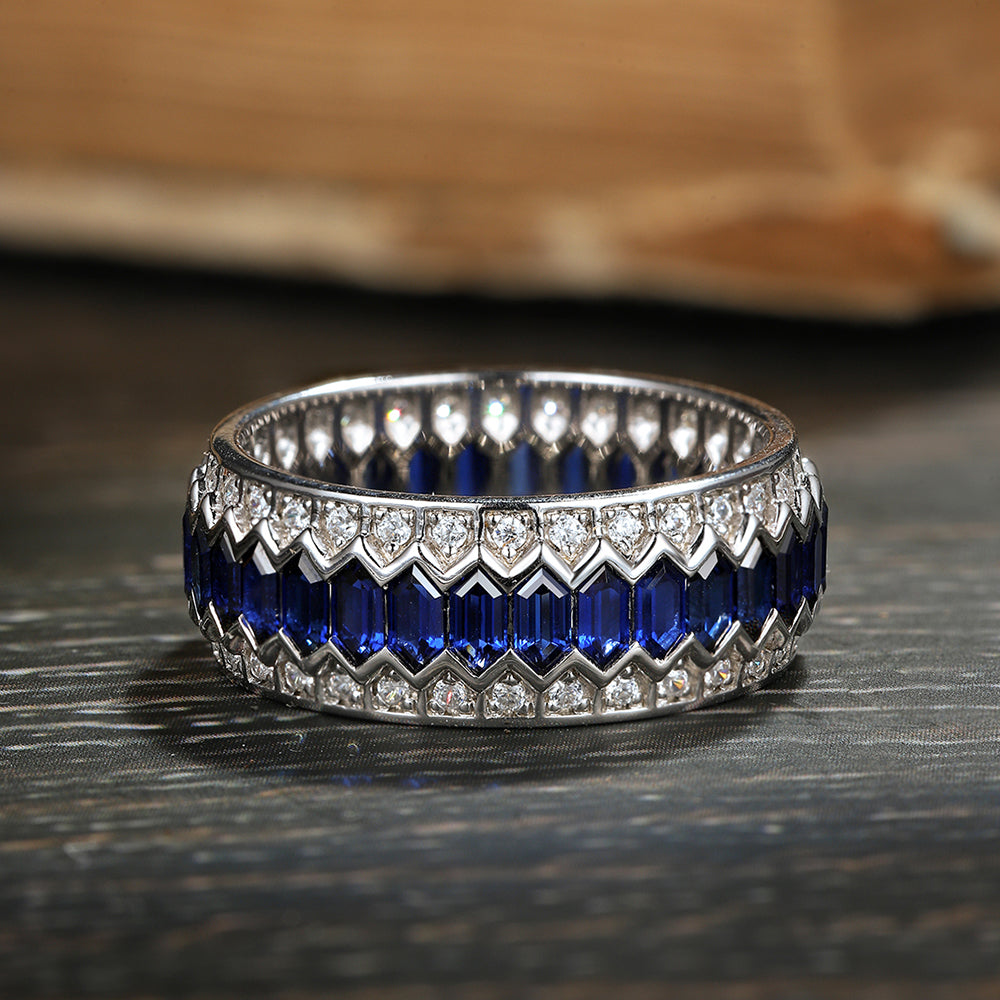 2.175ct Lab Sapphire Band S925 Ring