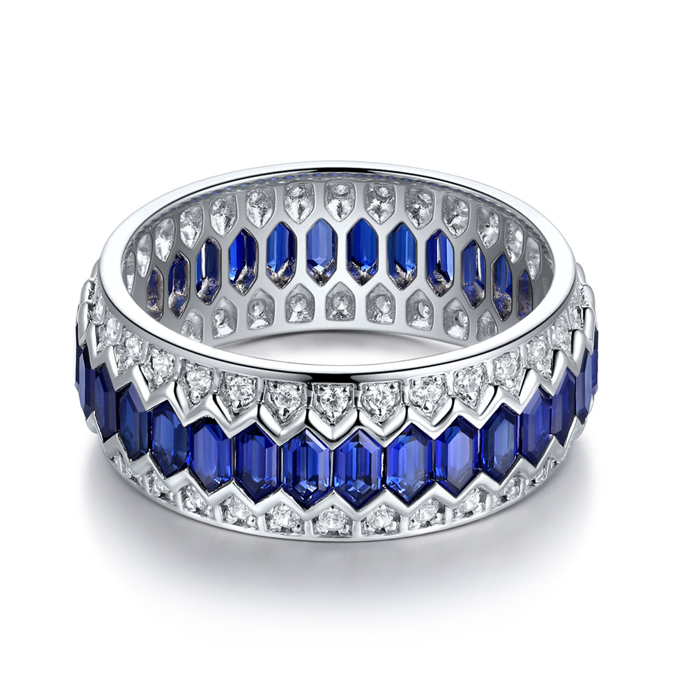 2.175ct Lab Sapphire Band S925 Ring