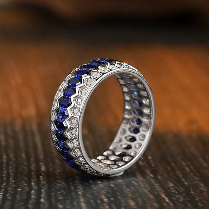 2.175ct Lab Sapphire Band S925 Ring