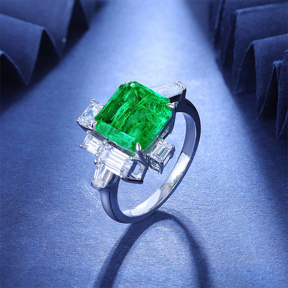 2.6 CTW Asscher Lab Grown Emerald S925 Ring plated