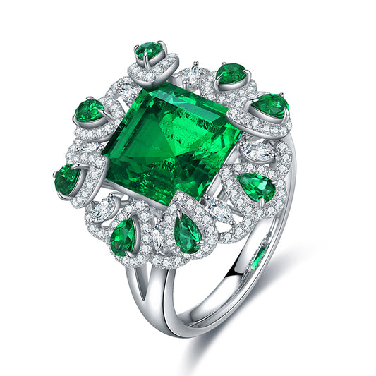 3.5 CTW Victorian Lab Grown Emerald 9K Gold Ring plated