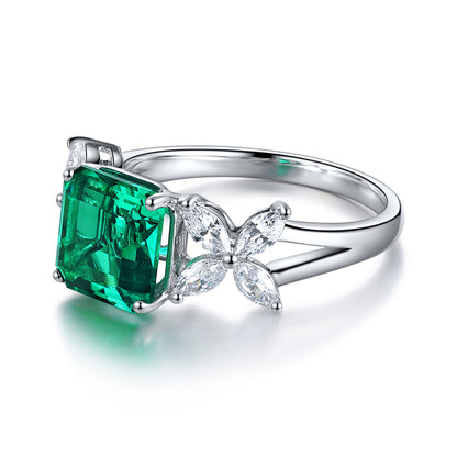 1.5 CTW Victorian Lab Grown Emerald S925 Ring plated