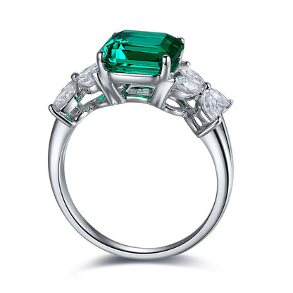 1.5 CTW Victorian Lab Grown Emerald S925 Ring plated